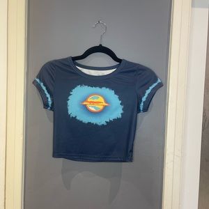 90’s Style Cropped, Fitted, Space Ship T-Shirt